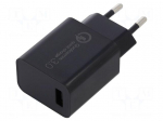 Charger: USB | Usup: 100&divide;240VAC | Out: USB | Plug: EU | 5/9/12V | 3A | 18W