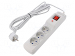 Plug socket strip: protective | Sockets: 3 | 250VAC | 10A