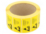 Self-adhesive label | ESD | 50x25mm | 1000pcs | reel | black,yellow