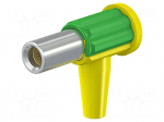 Laboratory connector: 6mm banana | socket | yellow-green | Medical