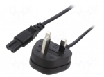 Cable | 2x0.75mm2 | BS 1363 (G) plug,IEC C7 female | PVC | 1.8m | 3A