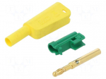 Laboratory connector: 4mm banana | 32A | 1kV | yellow-green | screw