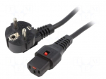 Cable | CEE 7/7 (E/F) plug angled,IEC C13 female | 1.5m | black