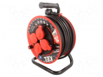 Extension lead | 3x2.5mm2 | 25m | rubber | black | Sockets no: 4 | reel