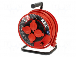 Extension lead | 3x2.5mm2 | 25m | rubber | red | Sockets no: 4 | reel | 16A