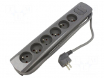 Extension lead | 3x1.5mm2 | 1.8m | grey | Sockets no: 6 | 16A