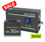 Komplekt:  Professionaalne Inverter UPS-i k&uuml;ttes&uuml;steemile 300W + 12V 30Ah aku.