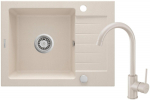 Granite sink with 1-bowl faucet with drainer