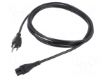 Cable | 3x18AWG | IEC C5 female,NEMA 5-15 (B) plug | PVC | 3m | black