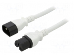 Cable | 3x14AWG | IEC C14 male,IEC C15 female | PVC | 1m | white | 15A