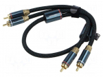 Cable | RCA plug x2,both sides | 1.5m | Plating: gold-plated | black