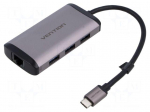 Hub USB | USB 3.0 | grey | Number of ports: 6 | 0.15m | ABS,aluminium