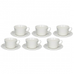 Set of 6 Bosco Tea Cups with Saucer - White, 180 ml