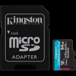 KINGSTON 64GB microSDXC Canvas Go Plus Gen4 200MB/s A2 U3 V30 Card + Adapter