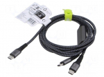 Cable | USB 2.0 | USB C plug,USB C plug x2 | 1.5m | black,silver | PVC