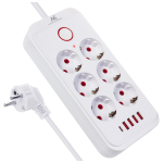 T&ouml;&ouml;riistad ja m&otilde;&otilde;teseadmed // Uued tooted t&ouml;&ouml;riistade, tarvikute kategoorias // Listwa zasilająca Maclean, przedłużacz 6 gniazd + 4xUSB, 110-240V AC  50/60Hz, 2.1A max 2500W, 3m, biała,MCE391 W