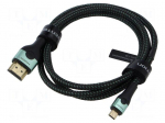 Cable | HDMI plug,micro HDMI plug | textile | HDMI 2.1 | 4K,8K | 1m