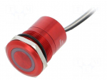 Switch: capacitive | Pos: 2 | SPST-NC | 0.01A/12VDC | IP68 | ON-OFF | red