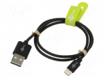 Cable | USB 2.0 | Apple Lightning plug,USB A plug | 1m | black