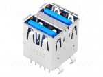 Connector: USB A | socket | on PCBs | THT | PIN: 9 | straight | double