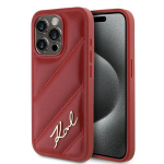 Karl Lagerfeld KLHCP15XPQDSMGR Diagonal Quilted Script Hardcase for iPhone 15 Pro Max 6.7" / red