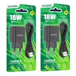 KAKUSIGA KSC-917 ceļojumu lādētājs | 18 W | USB-A | ar USB-C uz USB-C kabeli komplektā | melns