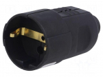 Connector: AC supply | female | socket | 2P+PE | 230VAC | 16A | black