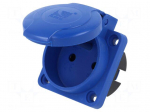 Connector: AC supply | socket | 2P+PE | 250VAC | 16A | blue | PIN: 3 | IP54
