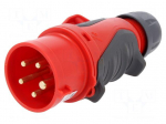 Connector: AC supply 3-phase | plug | male | 16A | 400VAC | IP44 | PIN: 5