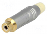 Plug | RCA | female | straight | soldering | grey | gold-plated | 3&divide;7mm