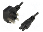 Cable | BS 1363 (G) plug,IEC C5 female | 1.5m | black | PVC | 2.5A