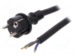 Cable | SCHUKO plug,CEE 7/7 (E/F) plug,wires | 4m | black | rubber