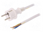 Cable | SCHUKO plug,CEE 7/7 (E/F) plug,wires | 5m | white | PVC | 16A