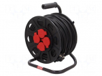 Extension lead | reel | Sockets: 4 | rubber | black | 3x1,5mm2 | 50m | 10A