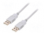 Cable | USB 2.0 | USB A plug,both sides | 3m | grey | Core: Cu