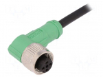 Connection lead | M12 | PIN: 4 | angled | 5m | plug | 250VAC | 4A | -25&divide;90&deg;C