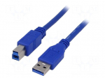 Cable | USB 3.0 | USB A plug,USB B plug | nickel plated | 1.8m | blue