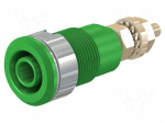 Laboratory connector: 4mm banana | socket | 1kV | 32A | green | brass