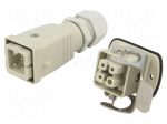 Connector: HDC | male + female | HA | PIN: 4 | 16A | 400V | 3+PE | size 1