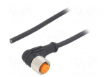 Cable: for sensors/automation | M12 | PIN: 4 | angled | 5m | plug | 250VDC