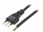 Cable | 3x0.75mm2 | CEI 23-50 (L) plug,cables | PVC | 3m | black | 10A
