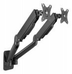 Dual wall mount DELTACO OFFICE with gas spring, tilt, swivel, rotate, 17-32", VESA, black / ARM-0361