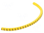 Marker: cable | Marking: 9 | 1.3&divide;3mm | PVC | yellow | leaded | PA-02 | L: 3mm