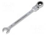 Wrench: combination spanner | rattle,with joint | 9mm