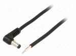 Cable | 1x0.75mm2 | wires,DC 5,5/2,1 plug | angled | black | 1.5m