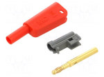 Laboratory connector: 4mm banana | 32A | 1kV | red | gold-plated