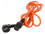 Cable | CEE 7/7 (E/F) plug angled,IEC C13 female | 3m | orange | 10A