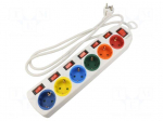 Plug socket strip: supply | Sockets: 6 | 250VAC | 16A | white | 1.5m