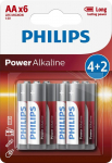 Philips Power Alkaline LR6P6BP AA baterija 4+2 gb 8712581605124