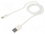 Cable | USB 2.0 | USB A plug,USB C plug | 1m | white | 480Mbps | 5A